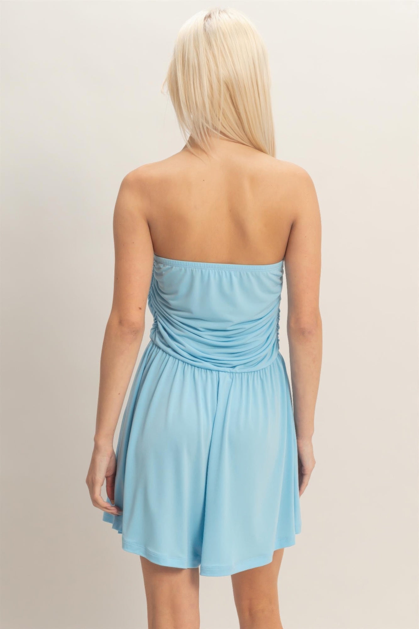 Strapless Shirred Waist Romper  Shop One Place