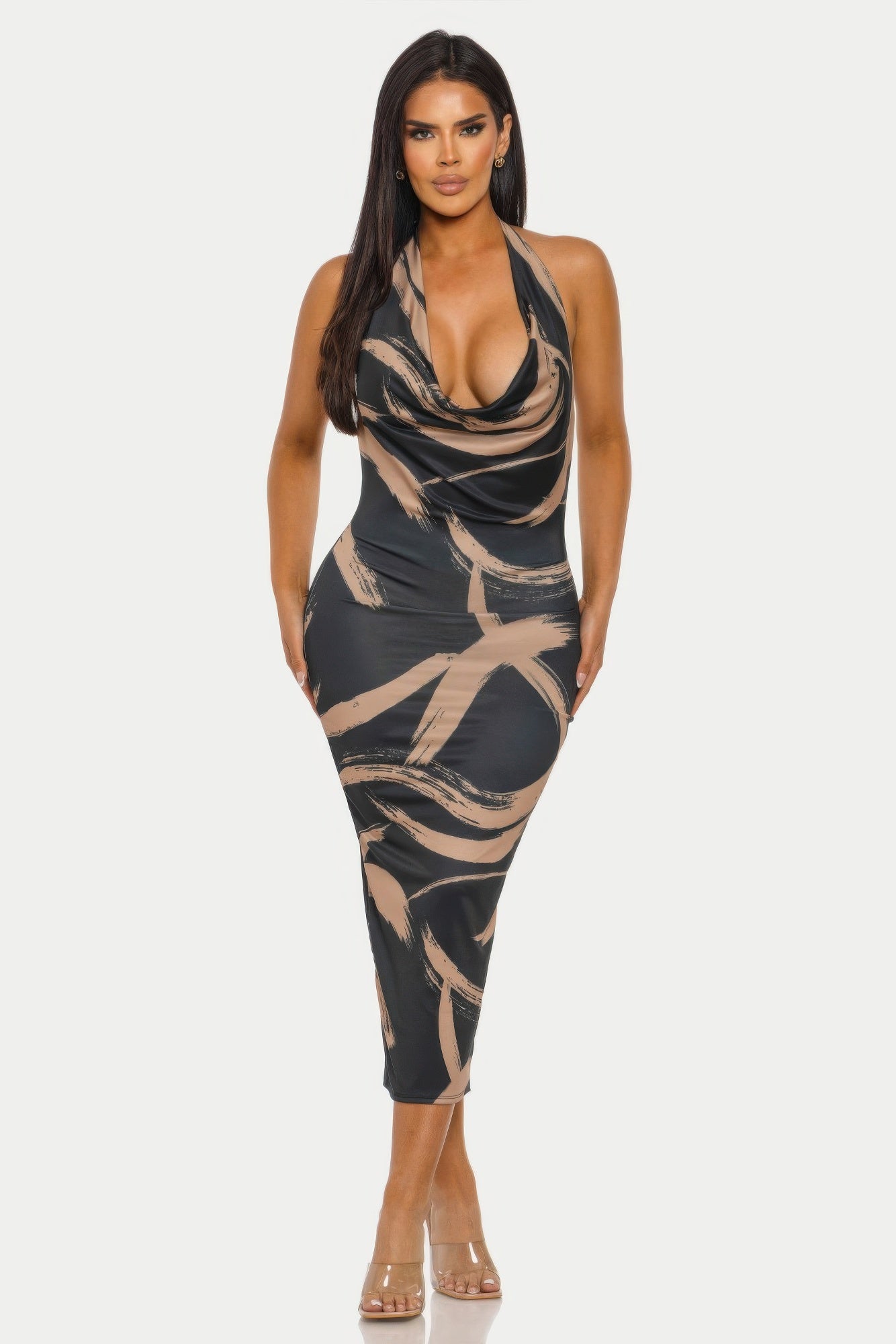 Fierce Stroke Halter Midi Dress  Shop One Place