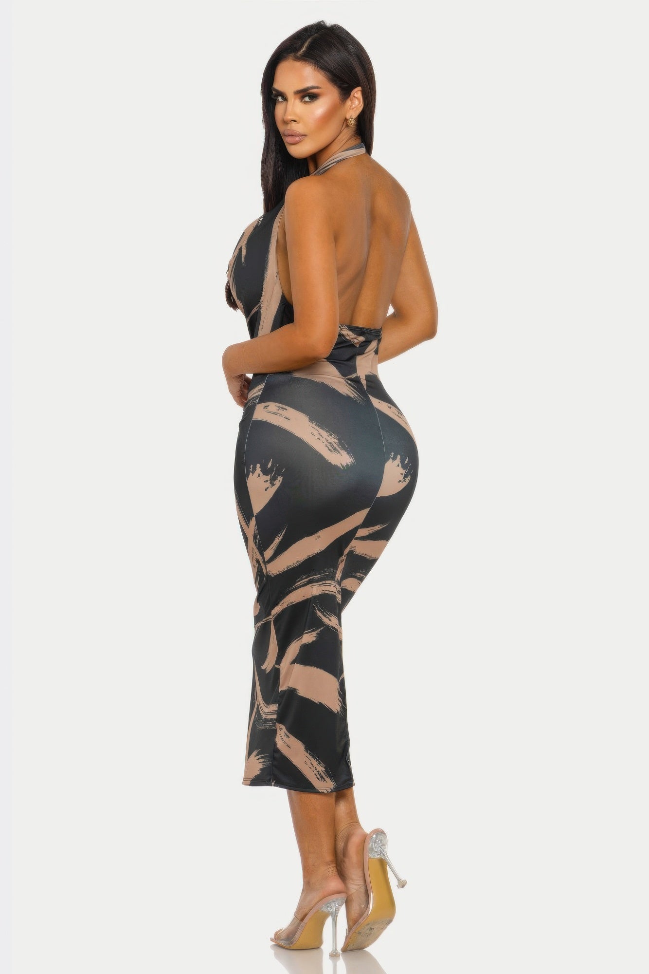Fierce Stroke Halter Midi Dress  Shop One Place