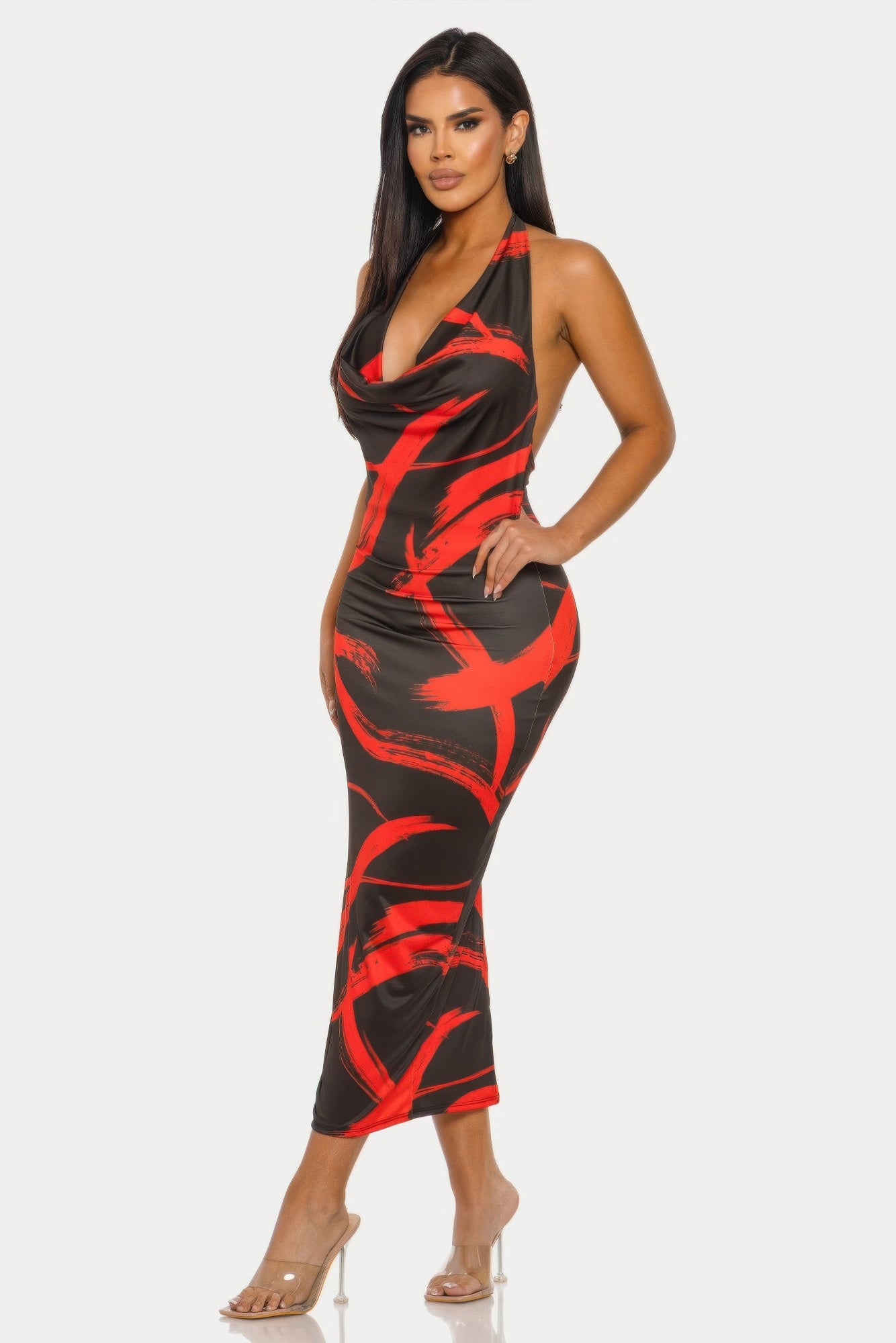 Fierce Stroke Halter Midi Dress  Shop One Place