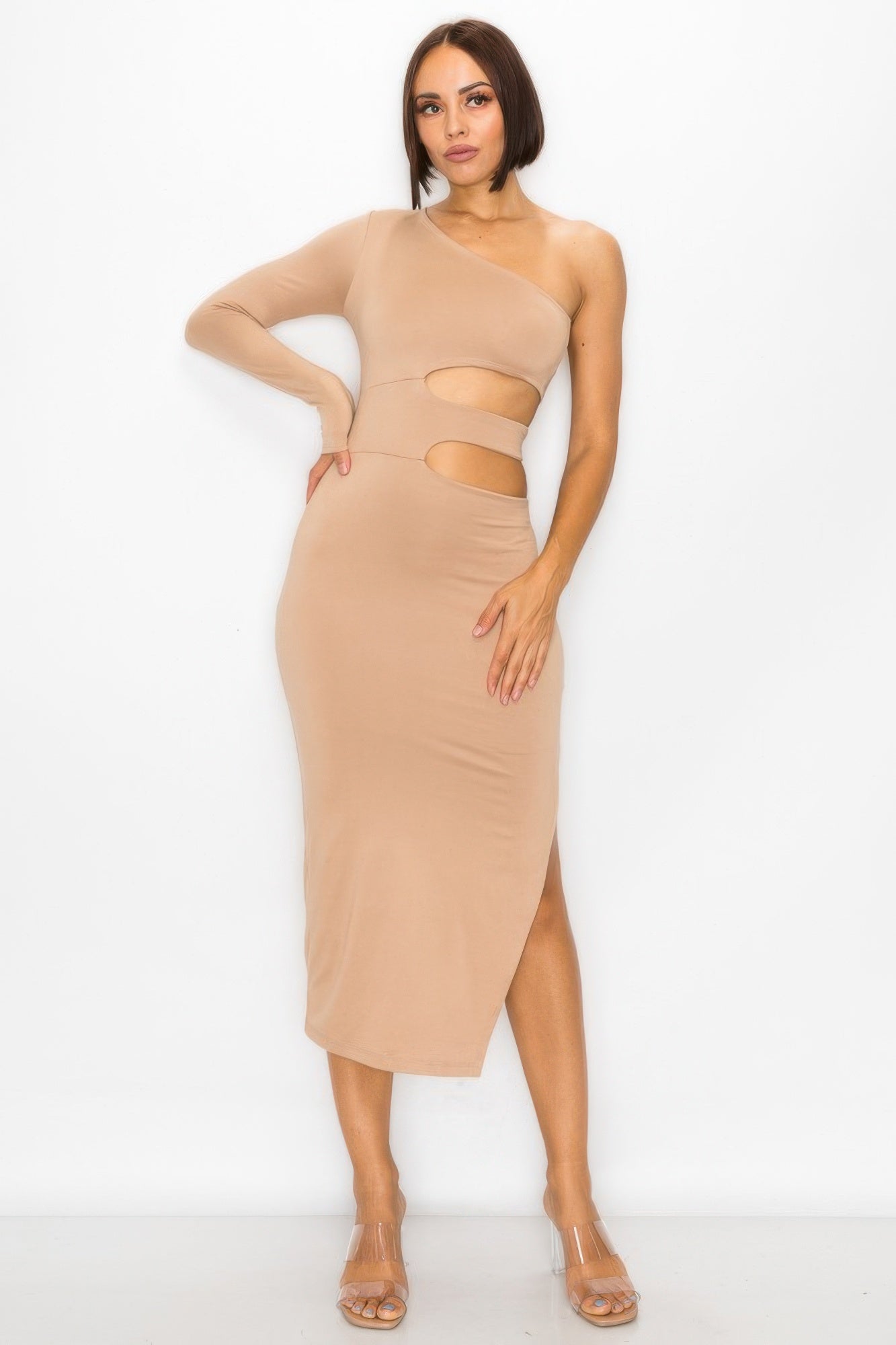 One Shoulder Maxi Dress With Waist Cut Out  Shop One Place