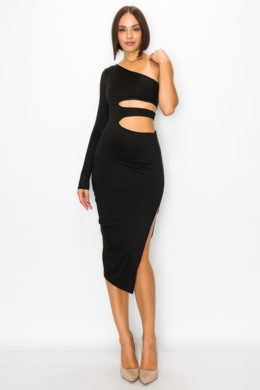 One Shoulder Maxi Dress With Waist Cut Out  Shop One Place