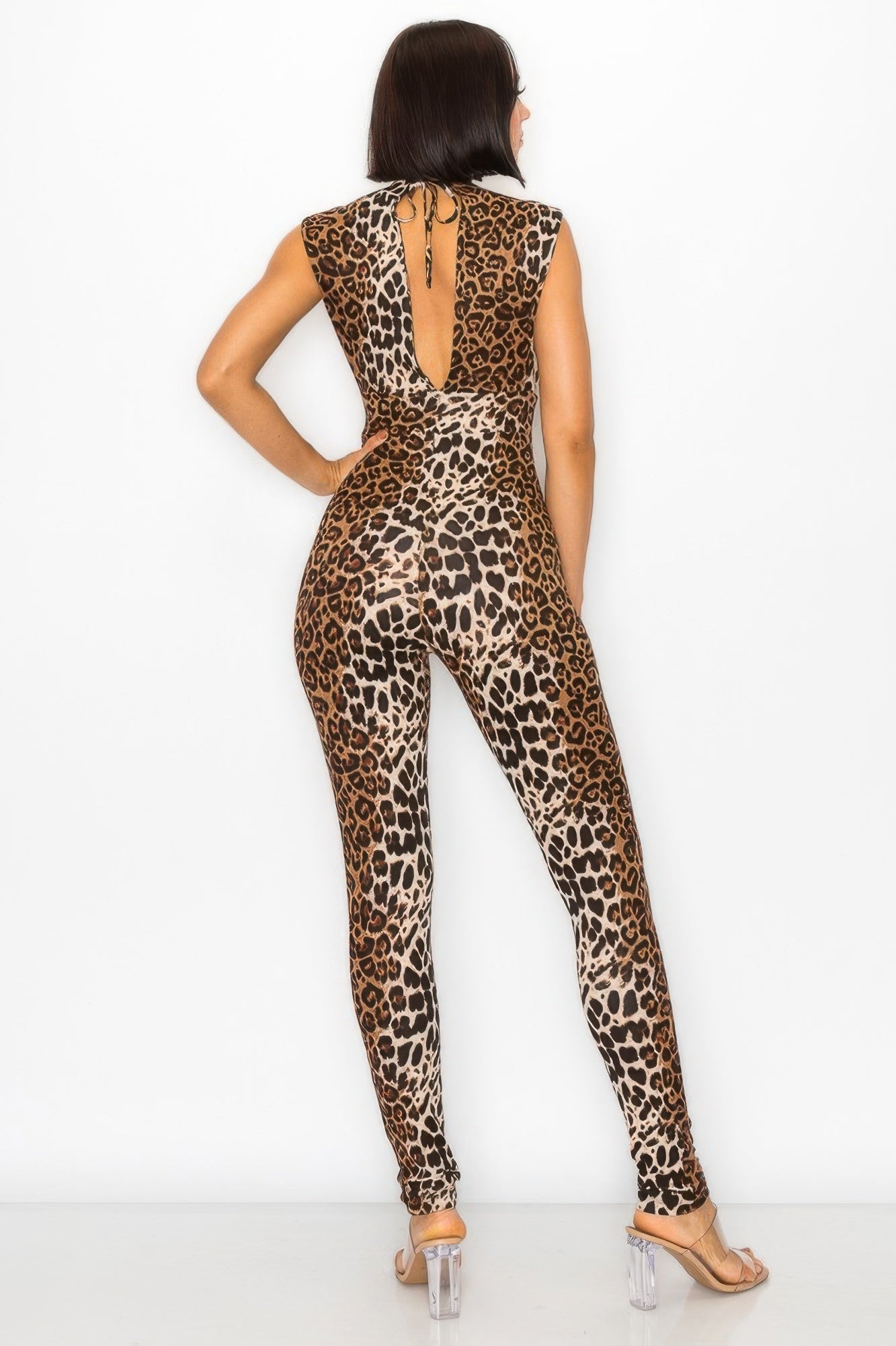 Animal Open Side Detail Skinny Jumpsuit  Shop One Place