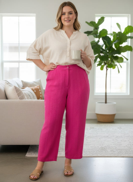 High-rise Linen-blend Straight Leg Pants  Shop One Place