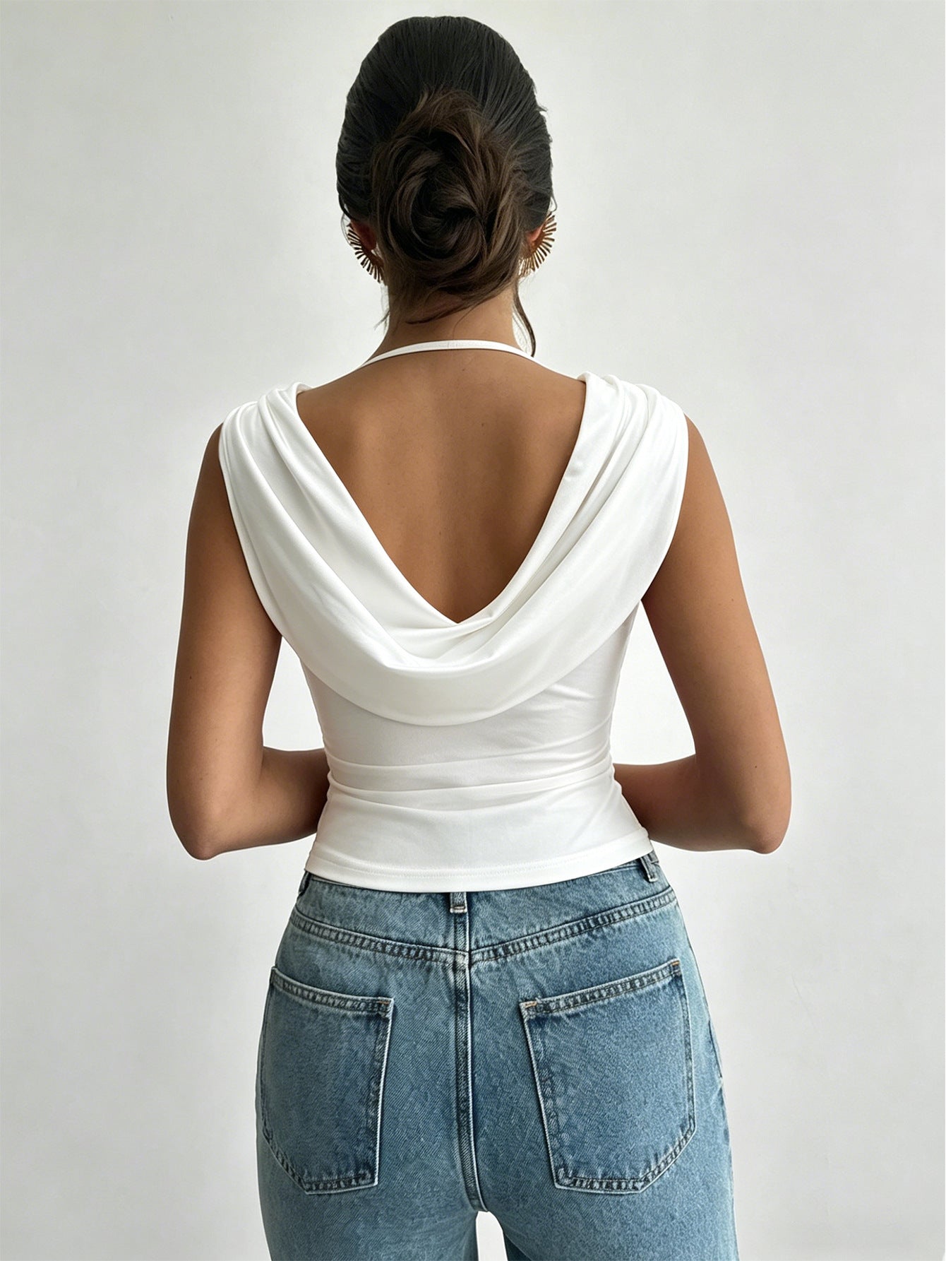 Summer Swing Collar Sleeveless T shirt Waist Slimming Sexy Short Top Women  Shop One Place