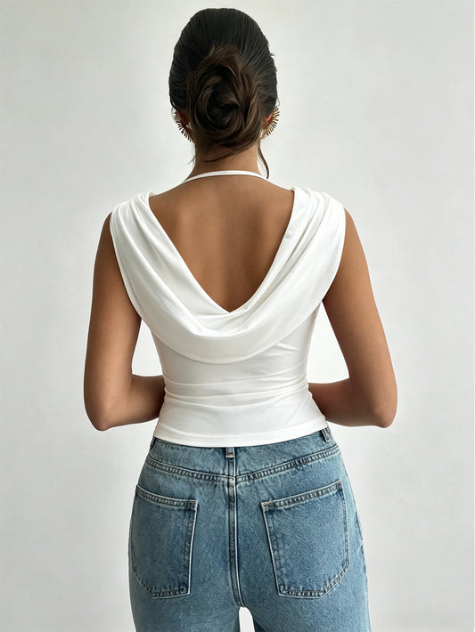 Summer Swing Collar Sleeveless T shirt Waist Slimming Sexy Short Top Women  Shop One Place