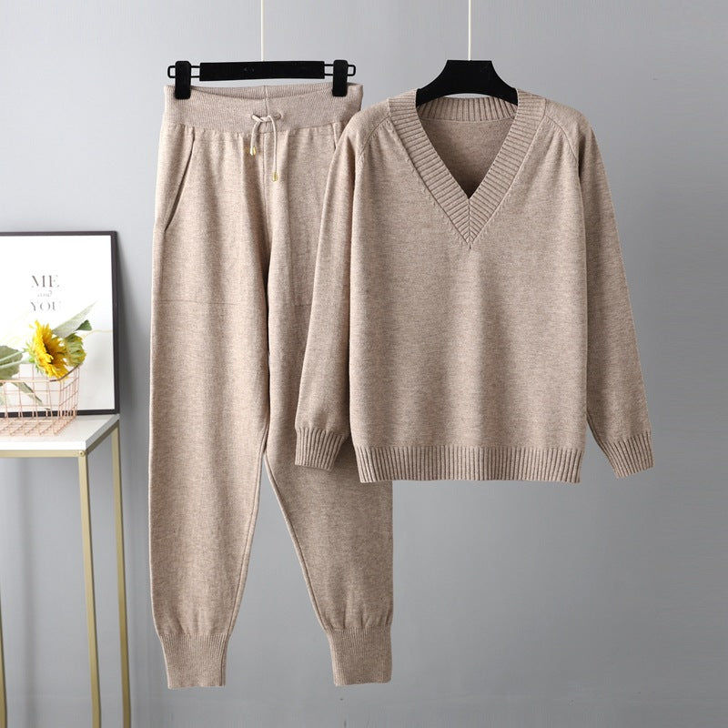 Women's V-Neck Knit Pullover & Harem Pants Set – view 12