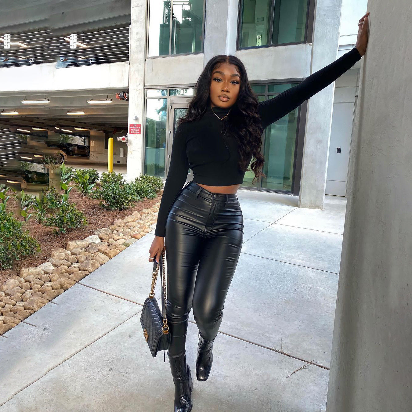 Plus Size Women Clothing Autumn Winter Sexy Tight Elastic Force plus Size Leather Pants Bottoms  Shop One Place