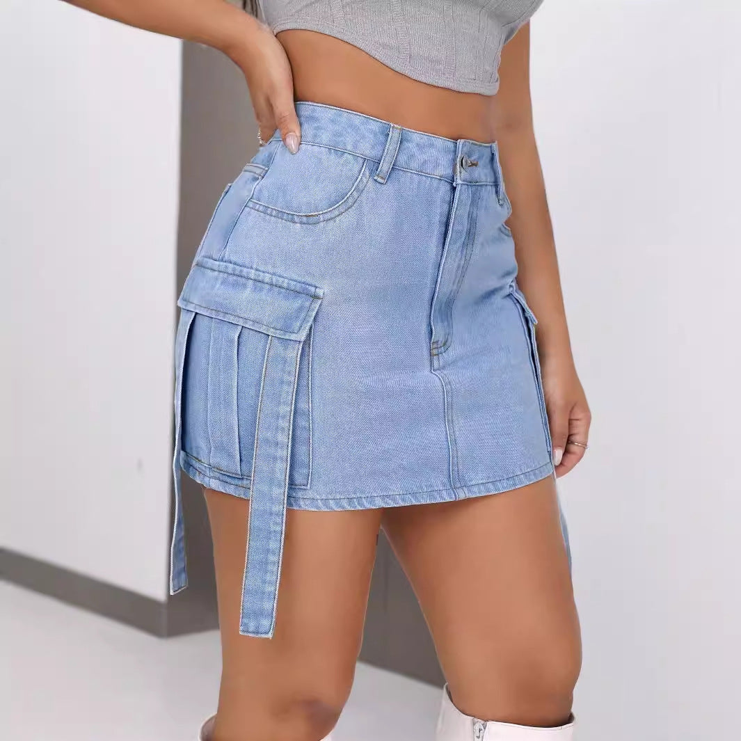 Ribbon Casual Denim Skirt