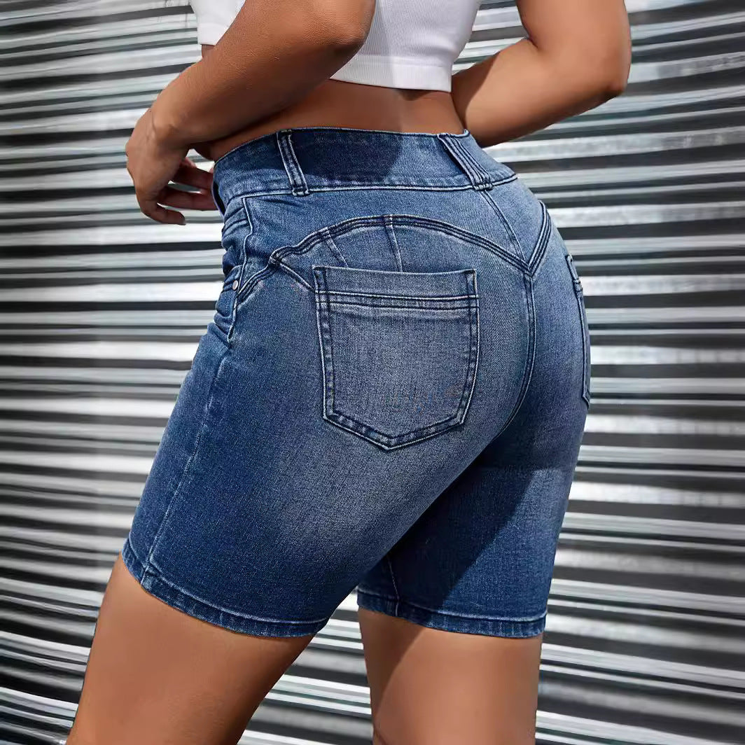 High Waist Comfort Denim Jean Shorts