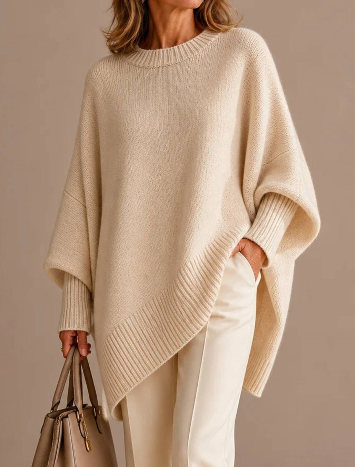 Women's Oversized Crew Neck Wool Blend Sweater – view 11