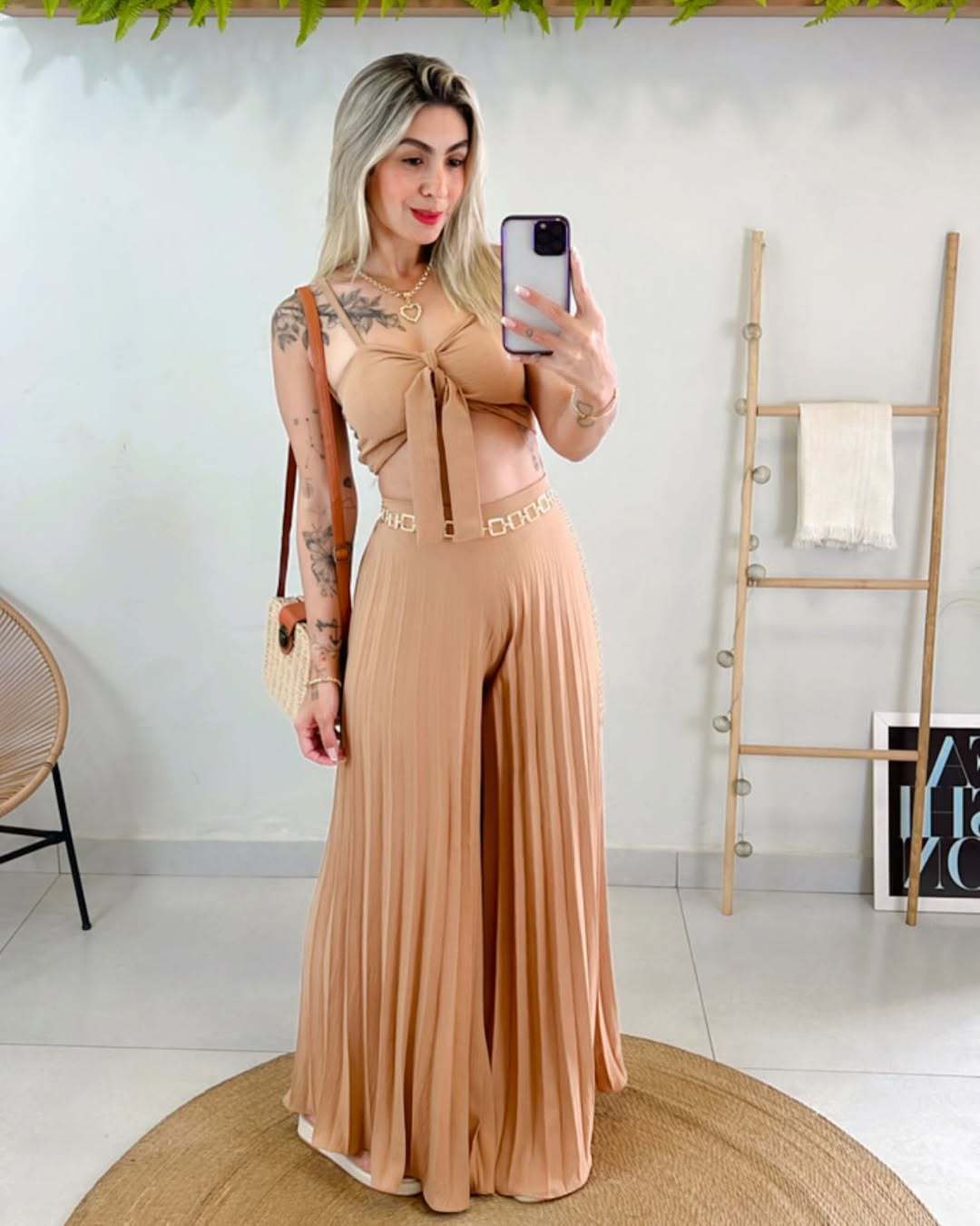 Women’s Two-Piece Set – Camisole Top & Pleated Wide-Leg Pants Outfit for Casual Chic Style  Shop One Place