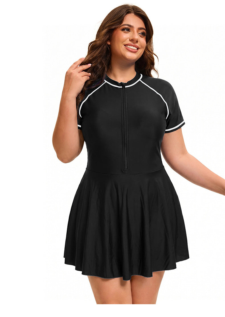 One Piece Skirt Swimsuit Women Conservative Sports Women Covering Belly Thin Swimsuit  Shop One Place