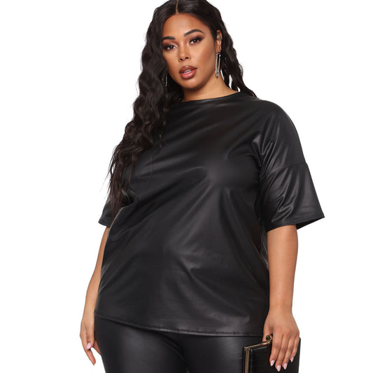 Faux Leather Shirt and Pants Set