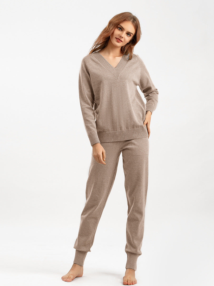 Women's V-Neck Knit Pullover & Harem Pants Set – view 4