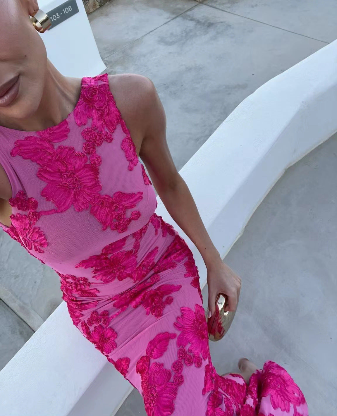 Embroidered Sleeveless Straight Maxi Dress  Shop One Place