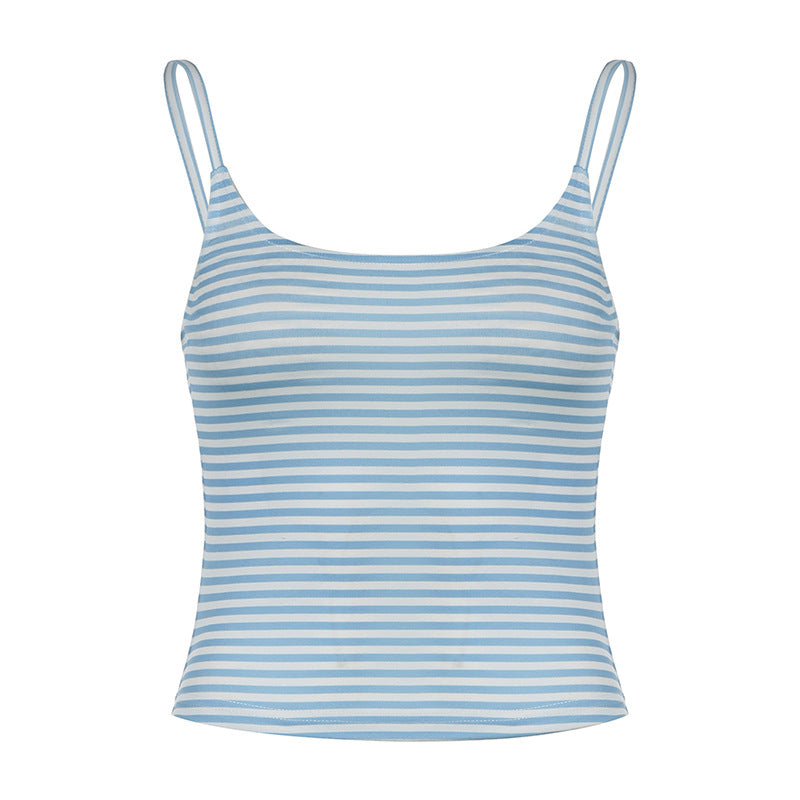 Home Basic Casual Striped Spaghetti Strap Tank Top  Shop One Place