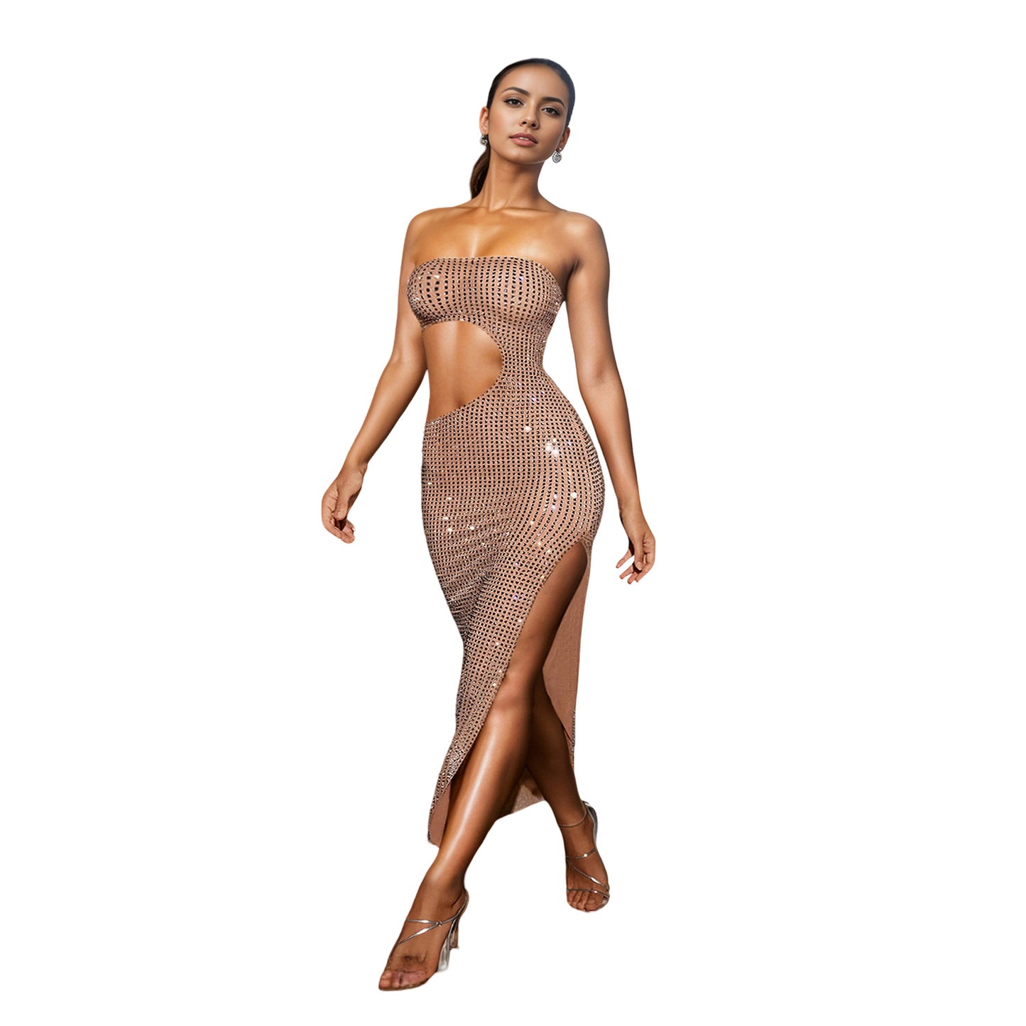 Drilling Split Maxi Dress  Shop One Place