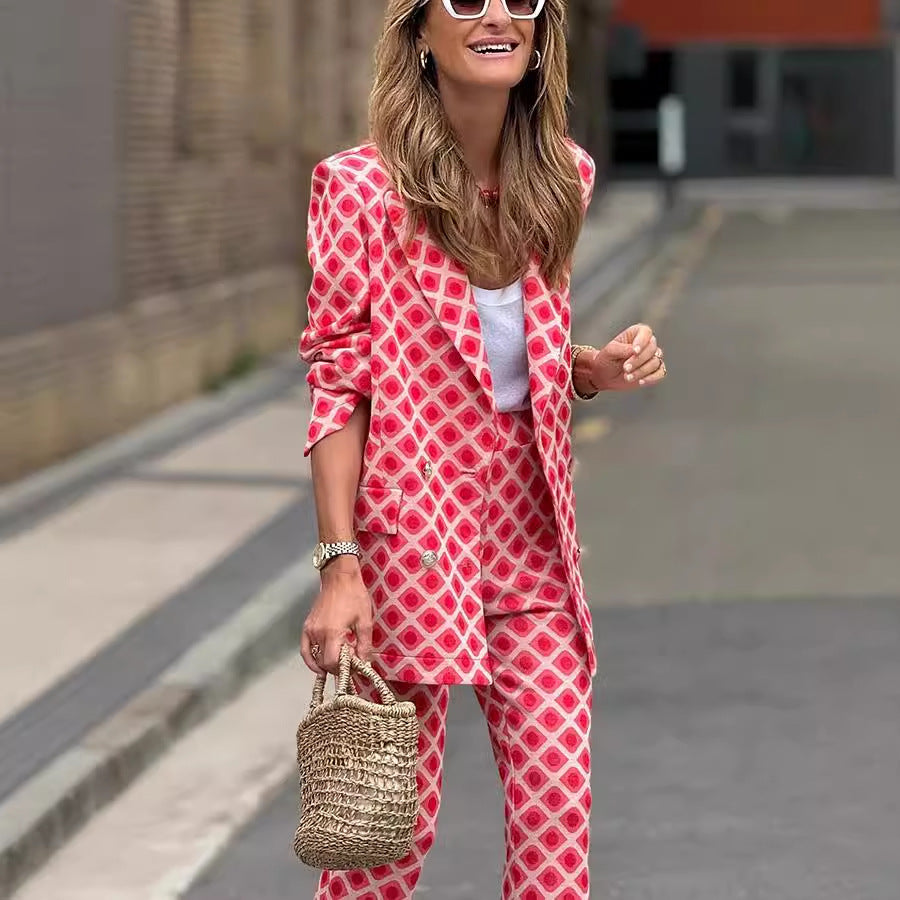 Geometric Printed Two-Piece Suit