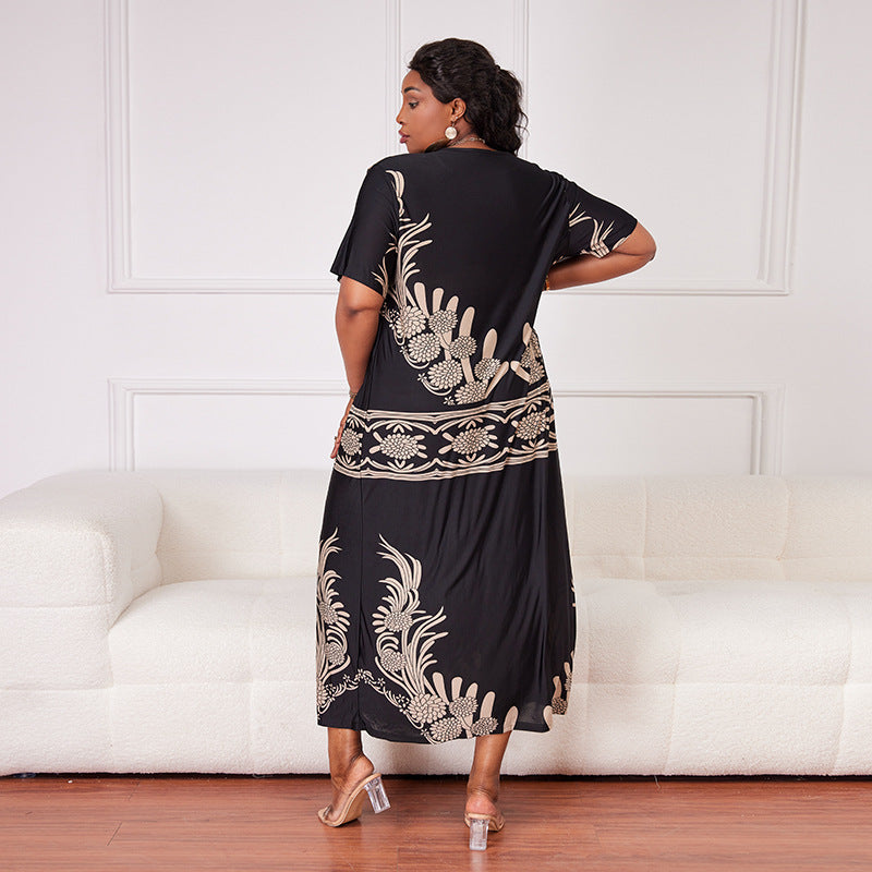 Plus Size Ice Silk Maxi Dress