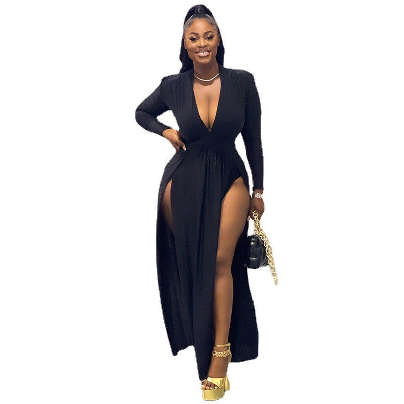 Plus Size V-Neck Sexy Stitching Party Dress  Shop One Place