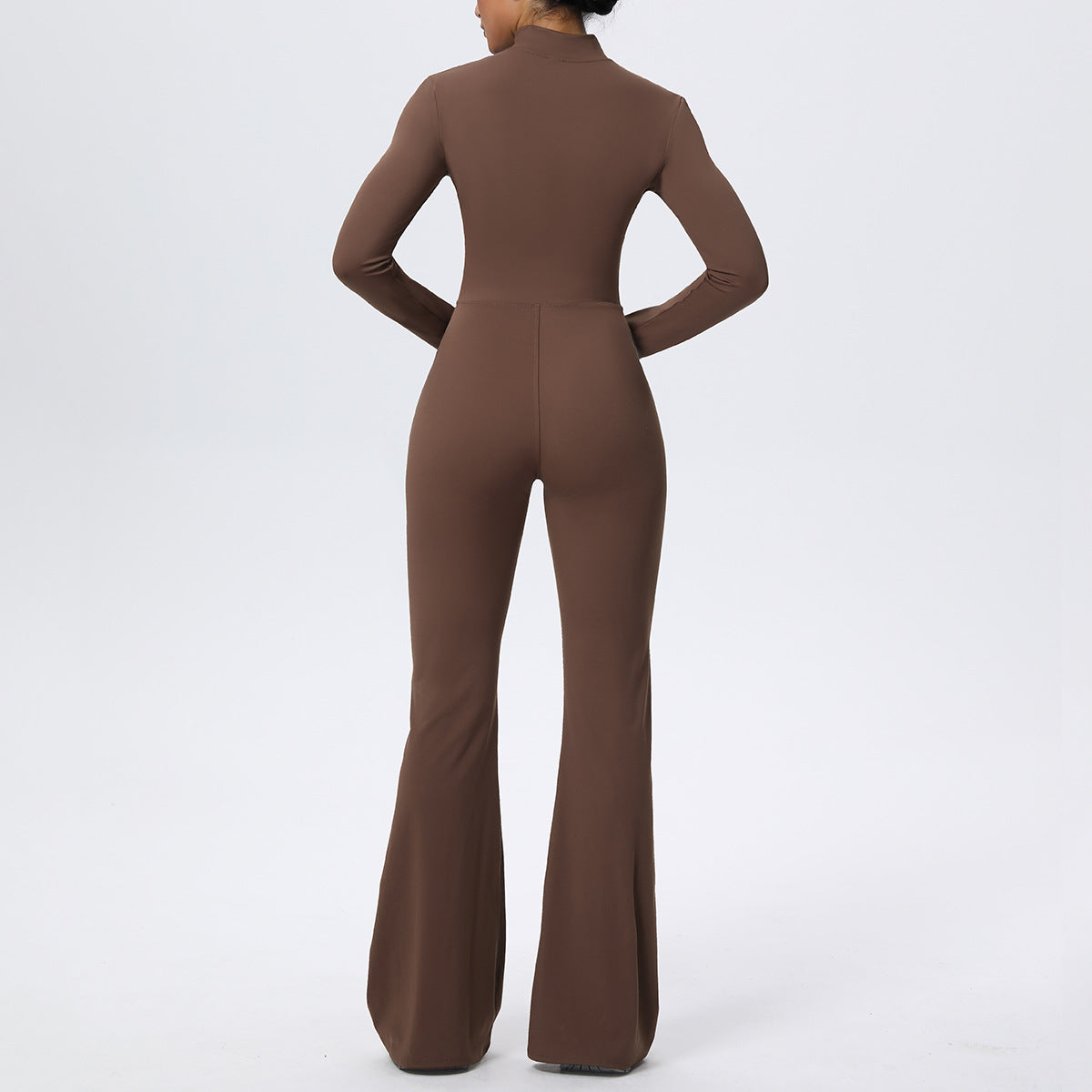 Zipper Bell Bottom Yoga Jumpsuit