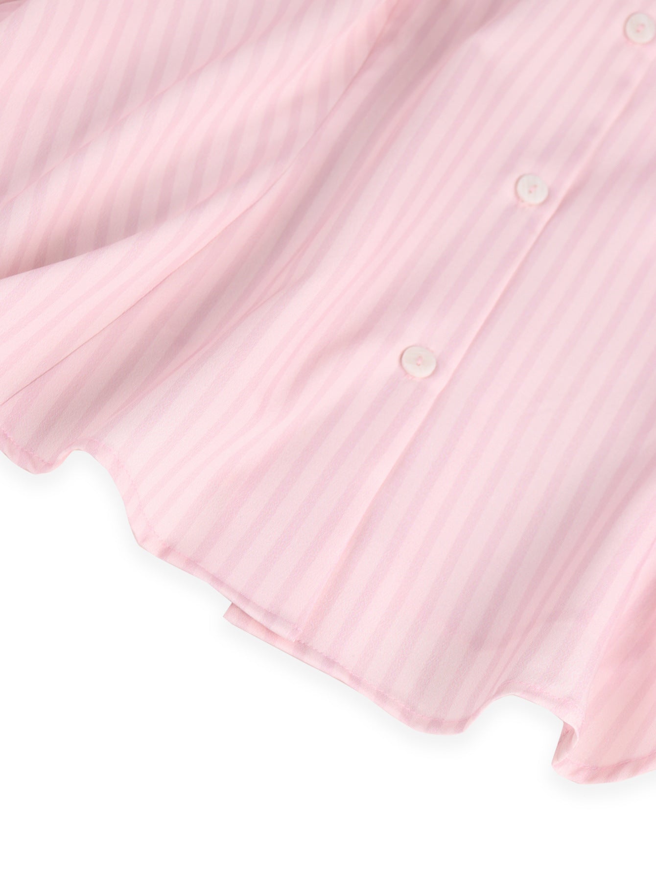 French Striped Cinched Long Sleeve Blouse