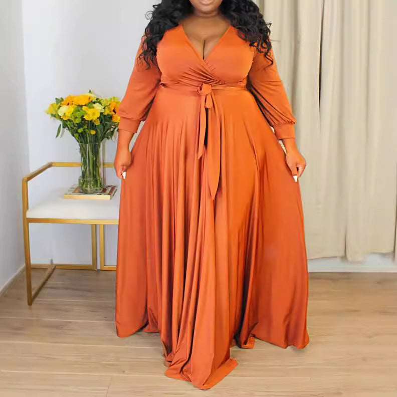 Plus Size Elegant Comfortable High Cost Performance V neck Dress