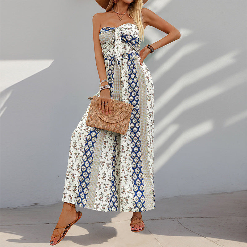 Summer Ethnic Print Jumpsuit – Sleeveless Wide Leg Tub Top One-Piece  Shop One Place