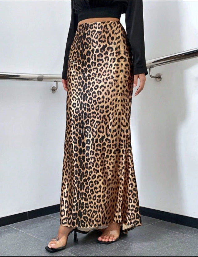 Leopard Print Sexy Sheath Fishtail Skirt