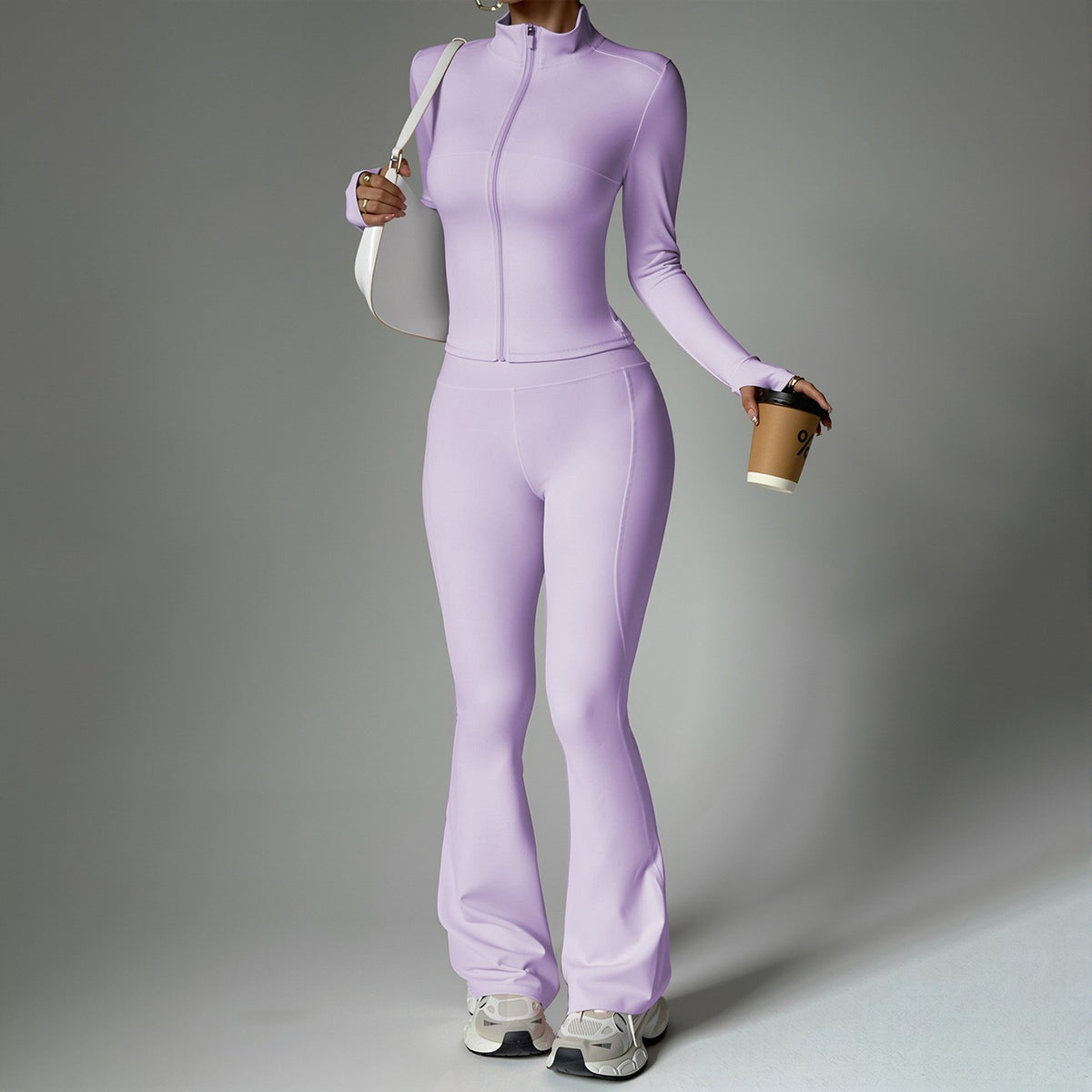 Women's Zip-Up Jacket & Flare Leggings Yoga Set – view 13