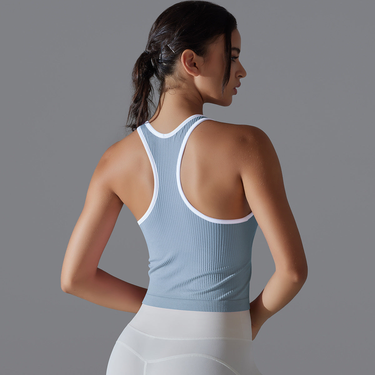 Yoga Beauty Back Sports Breathable Stripe Top