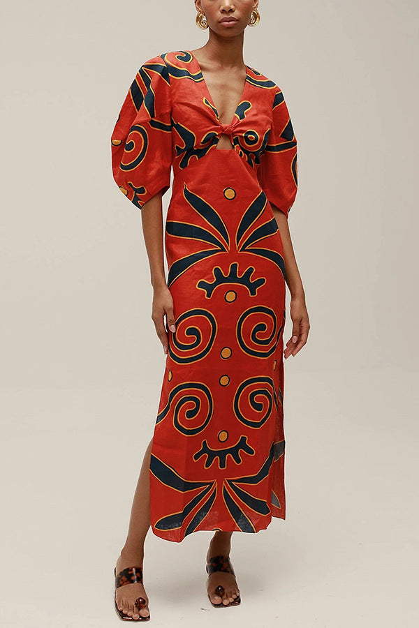 Gaia Printed Linen Dress  Shop One Place
