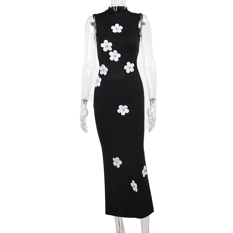 Women's Slim Fit Floral Turtleneck Dress