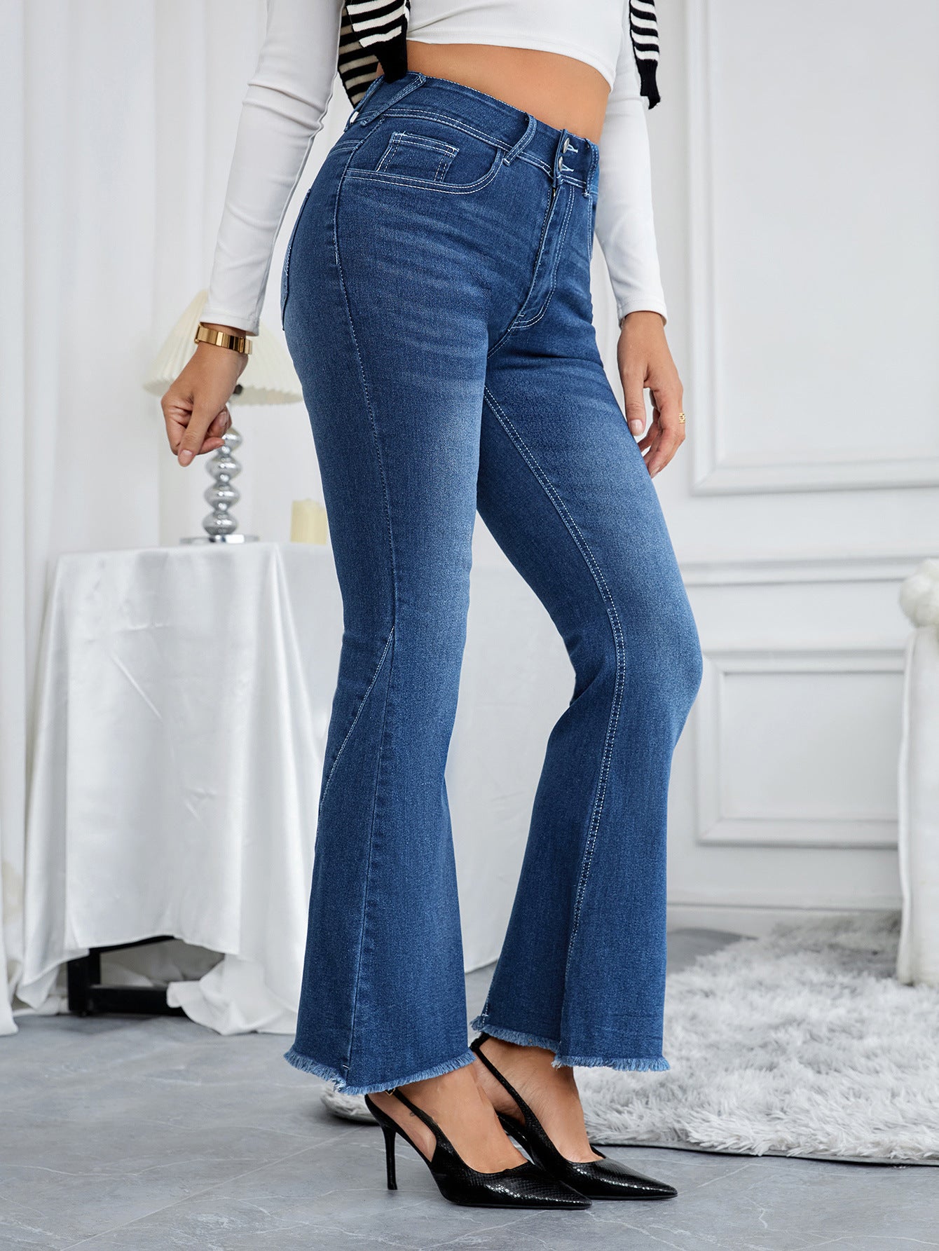 Slim Fit Hip Lift Embroidered Jeans  Shop One Place