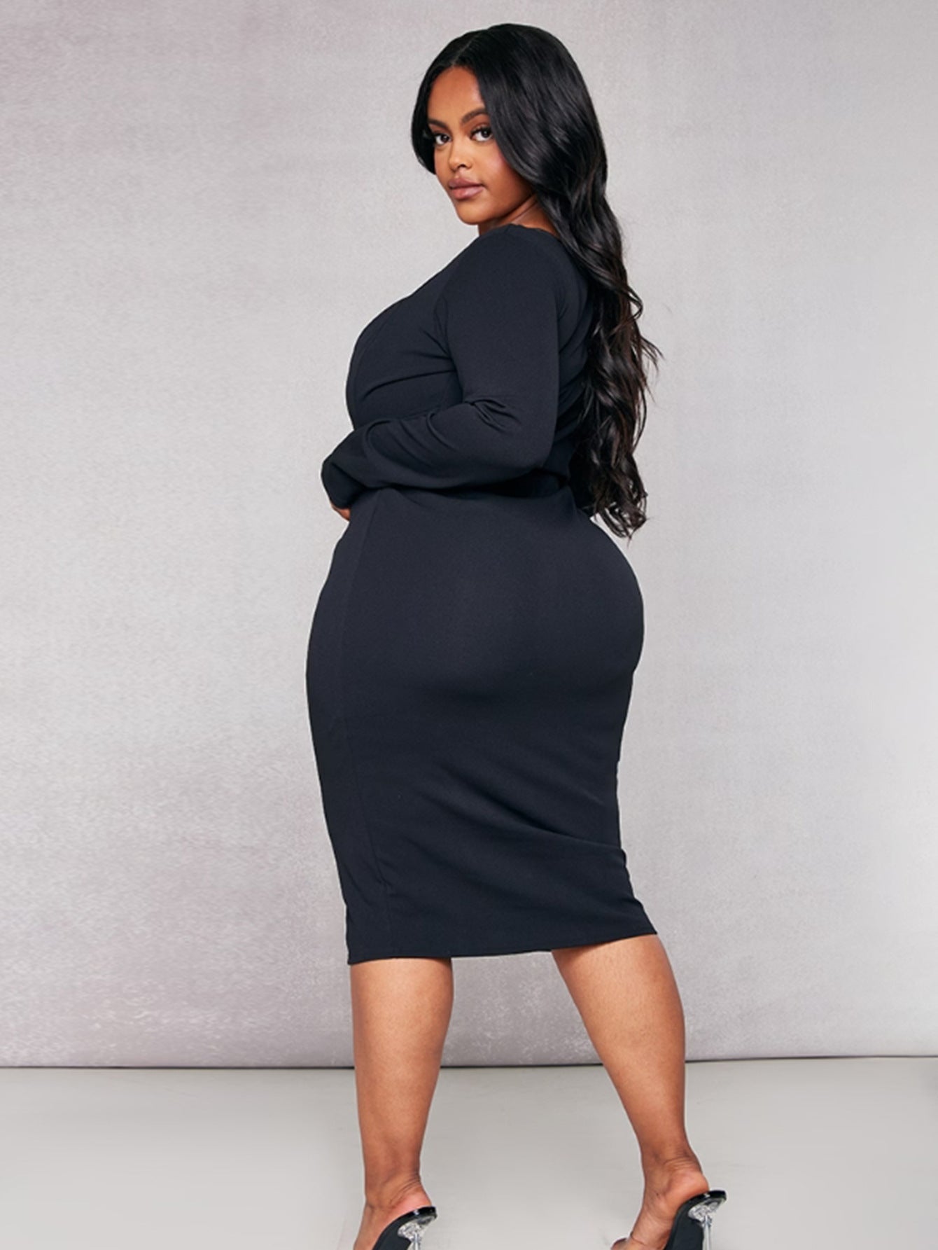 Plus Size High Waist Mid Length Dress