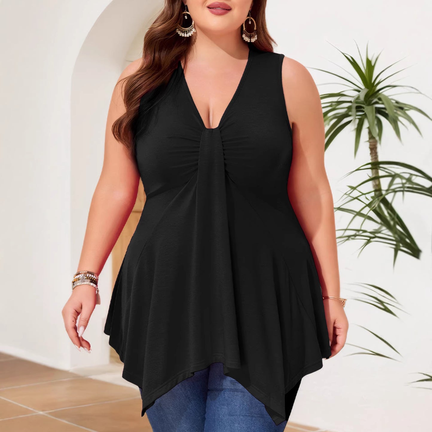 Plus Size Women Clothing Summer Loose Casual Sleeveless Vest  Shop One Place