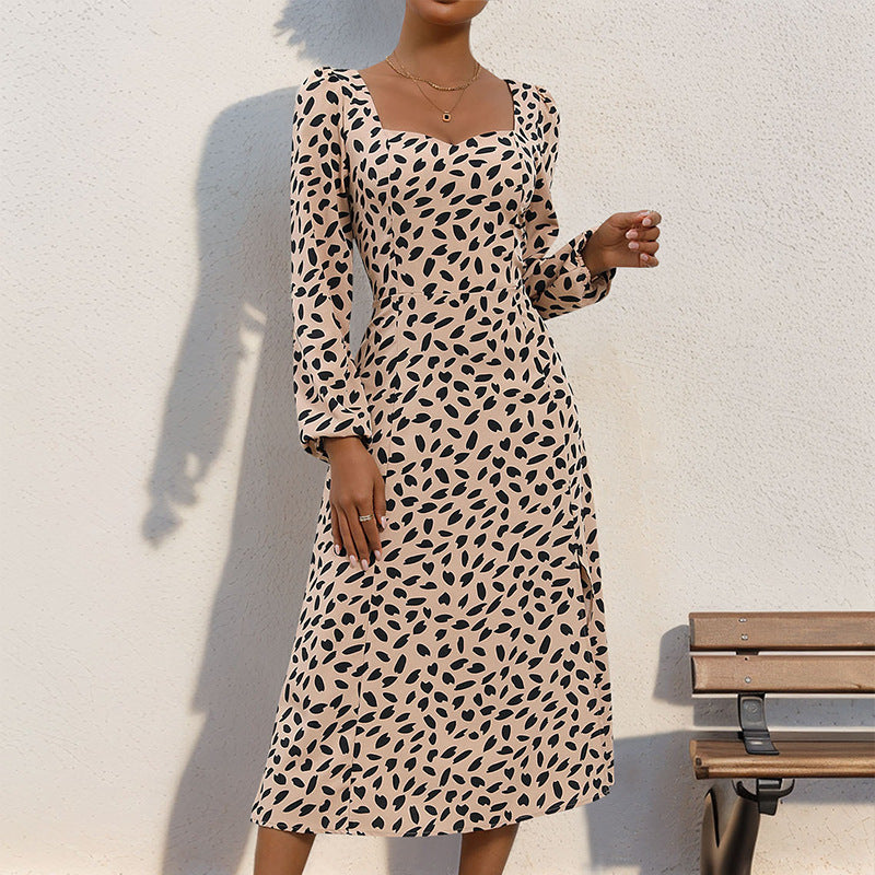 Long Sleeve Leopard Print Dress