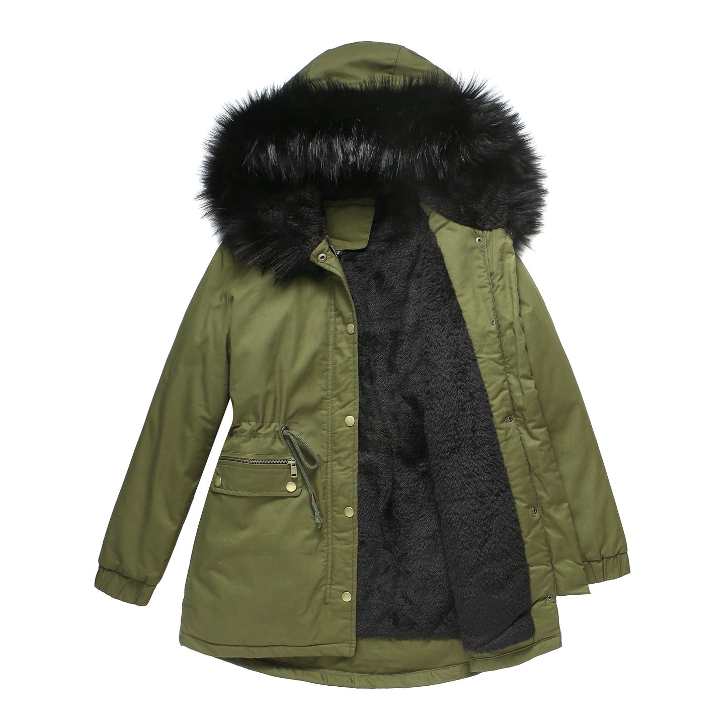 Women's Fleece-Lined Fur Collar Parka