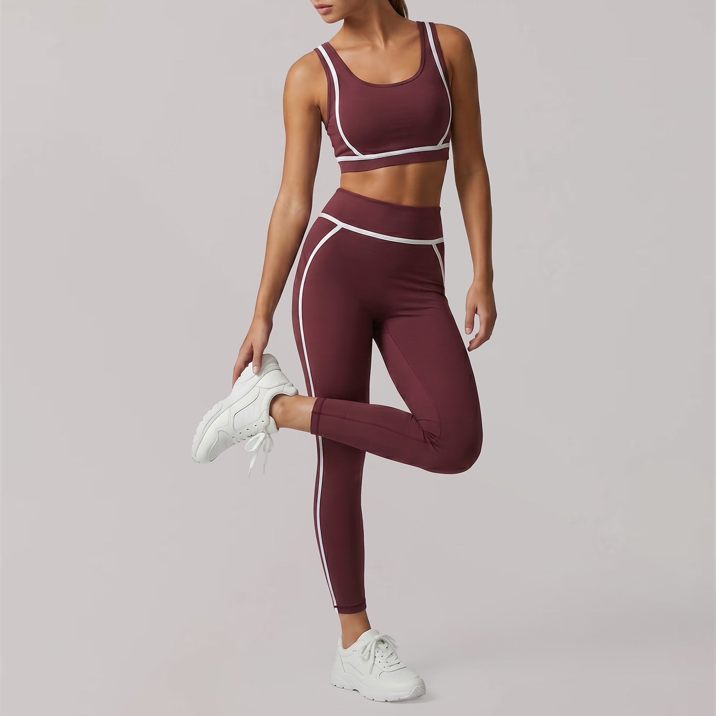 Nude Feel Exercise Yoga Clothes Women High Sense Waistcoat Top Shockproof Bra Running Tights Three Piece Sets  Shop One Place