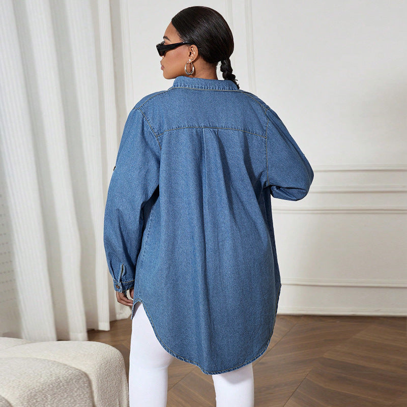 Loose Denim Long Sleeve Shacket