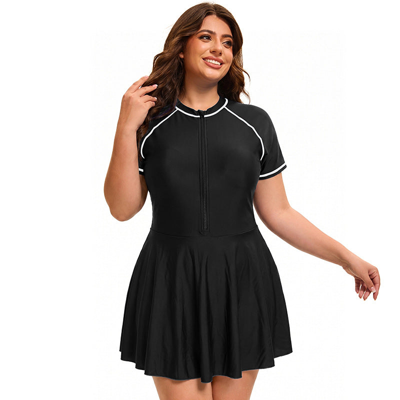 One Piece Skirt Swimsuit Women Conservative Sports Women Covering Belly Thin Swimsuit  Shop One Place