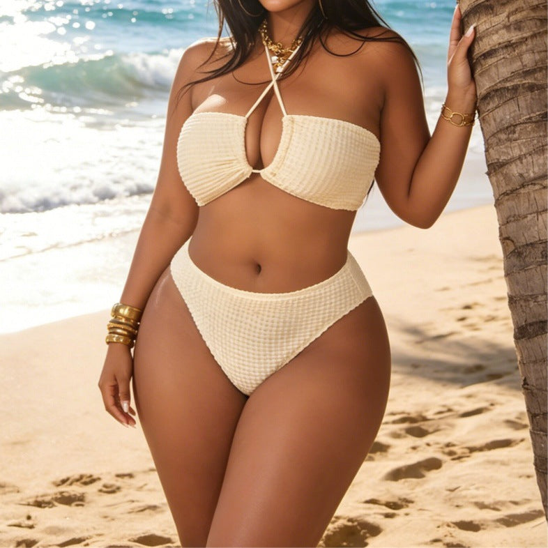 Plus Size Cross Halterneck Sexy Split Bikini Overskirt Three Piece Sets  Shop One Place