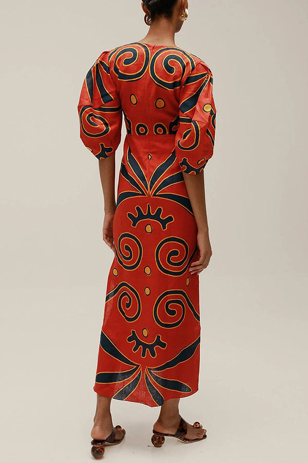 Gaia Printed Linen Dress  Shop One Place