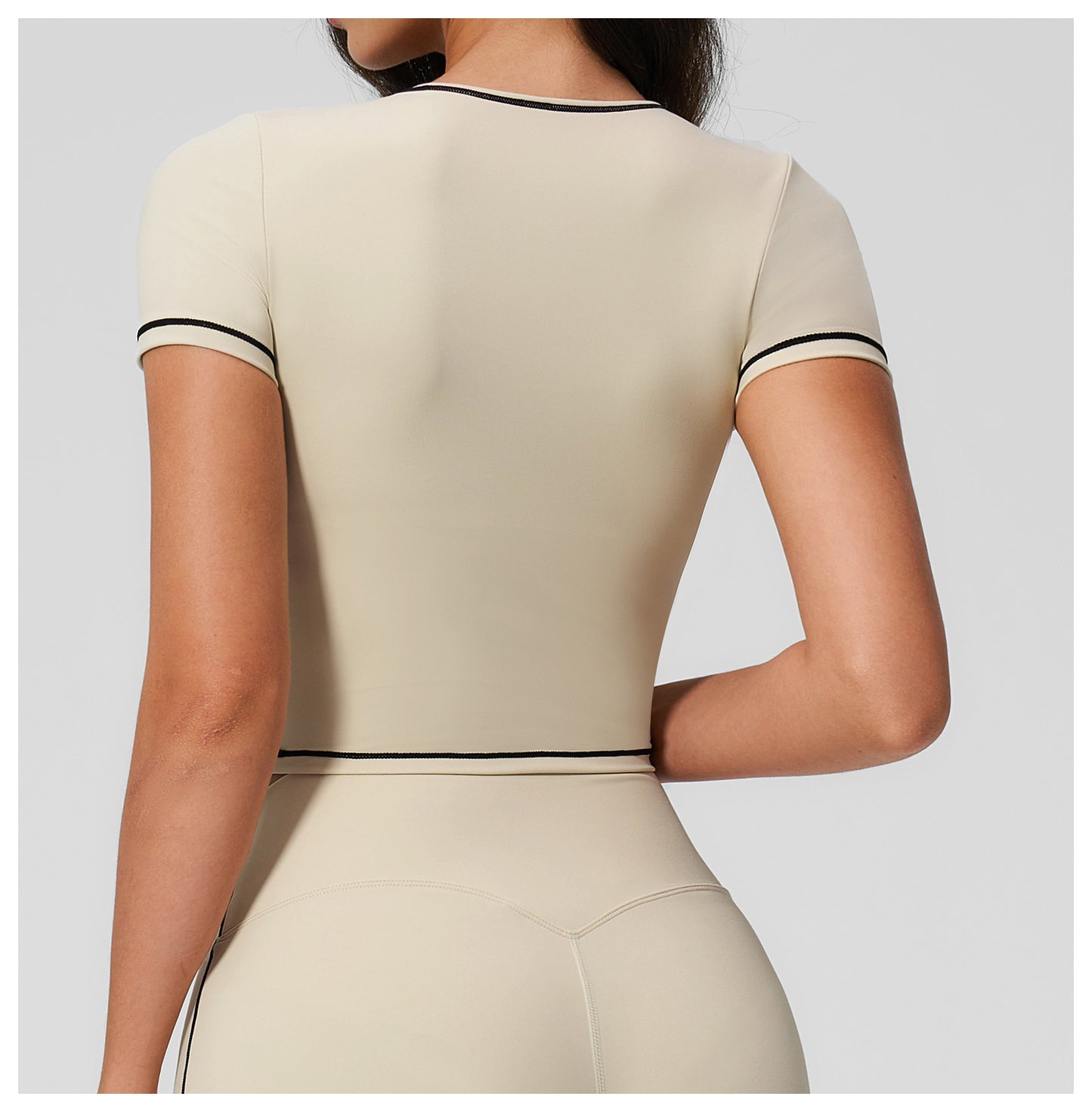 Yoga Short Sleeve Tight Fitting Cropped Outfit Contrast Color Outerwear Sports Short Sleeve Quick Drying Workout Yoga Top  Shop One Place