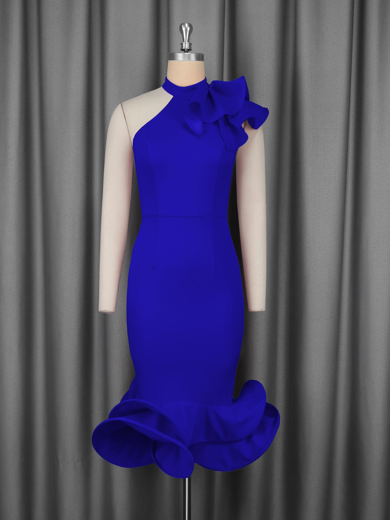 Elegant Half Turtleneck Ruffled Dress off Shoulder Ruffled Hem Cocktail Evening Dress  Shop One Place