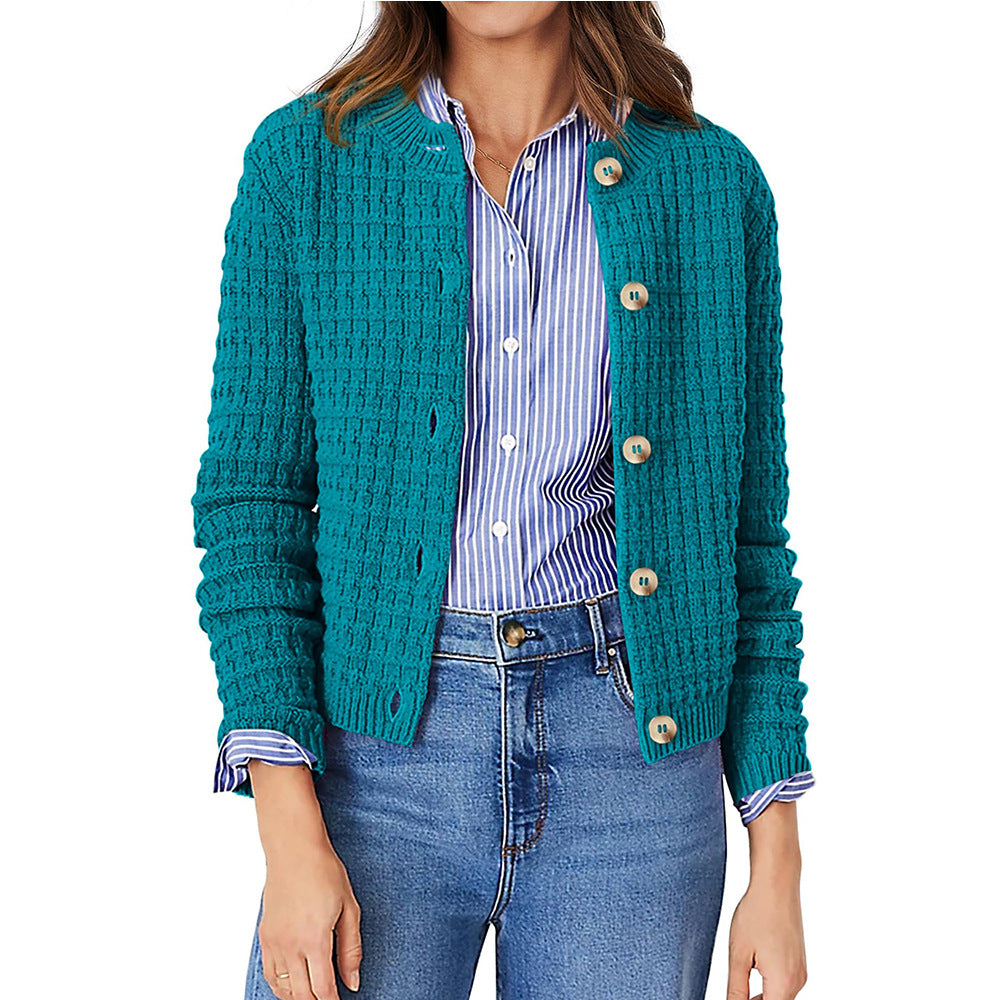 Solid Color Knitted Casual Cardigan  Shop One Place