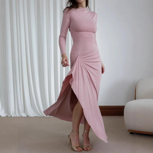 Long Sleeve Slim Fit Casual Lace Up Stretch Dress  Shop One Place
