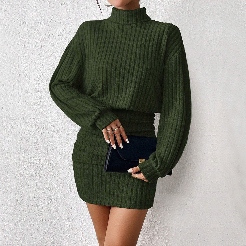 Ribbed Turtleneck Sweater Dress