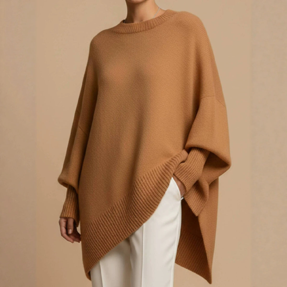 Women's Oversized Crew Neck Wool Blend Sweater – view 3